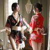 Sexy Kimono Nightgown Yukata for Woman Japanese Floral Fashion Yakata Cardigan Haori Silk Sleepwear Leisure Wear Pajamas Dress